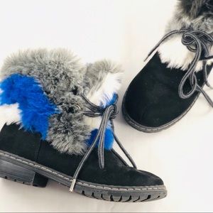 Stuart Weitzman Blue & White Furry Boots - Girls 1